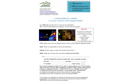 Sortie à la journée &quot;La Michaudière en Lumières&quot; mercredi 3 décembre 2025